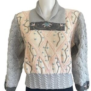 Vintage BEREK Hand HandKnit 100 Percent Pure Wool Sweater Women Size S